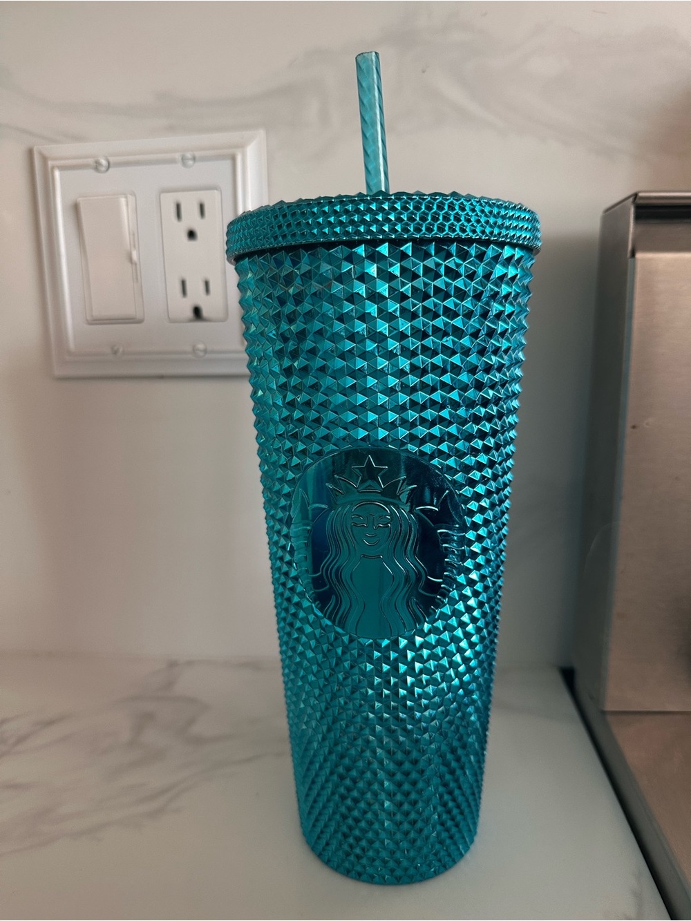 Starbucks Teal Studded Cold Cup with Straw